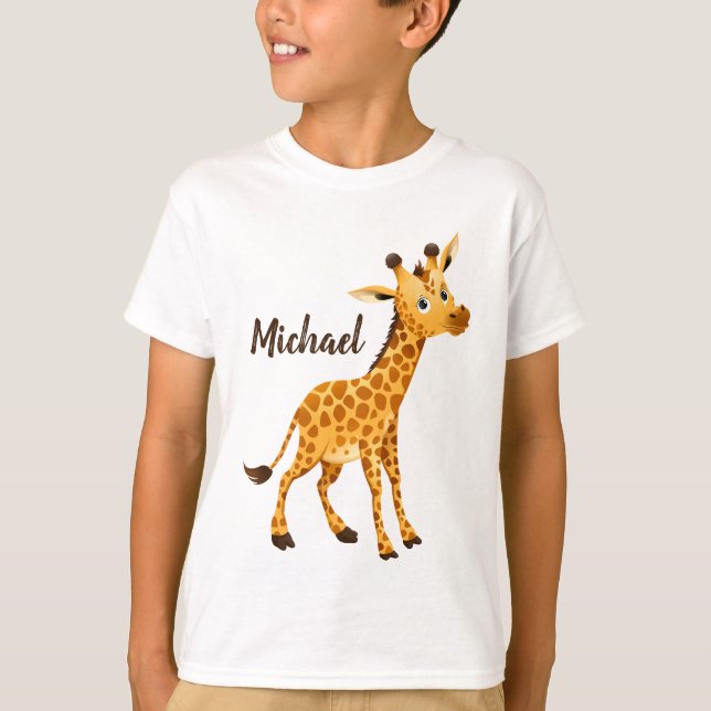 Camiseta Girafa bonito que olha o (Frente)