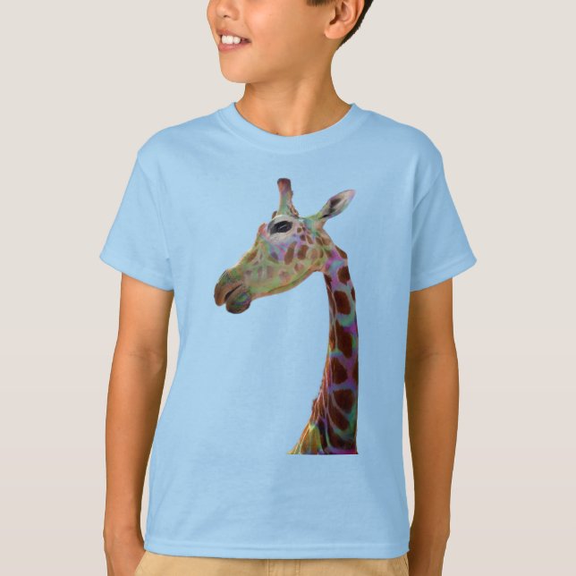 Camiseta Girafa colorida divertida (Frente)