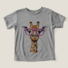 Camiseta Girafa com Óculos Rosa