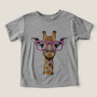 Camiseta Girafa com Óculos Rosa