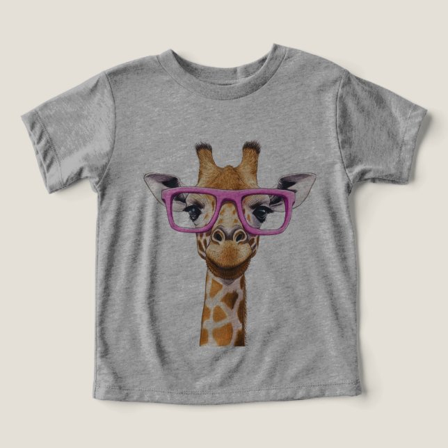 Camiseta Girafa com Óculos Rosa (Design frontal)