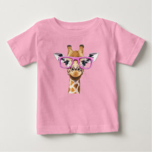 Camiseta Girafa com Óculos Rosa