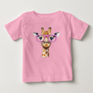 Camiseta Girafa com Óculos Rosa