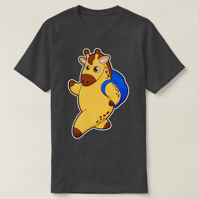 Camiseta Girafa como Aluno com Mochila (Frente do Design)
