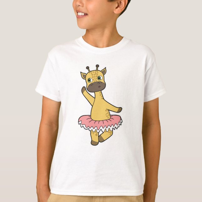 Camiseta Girafa como Ballerina em Balé com saia (Frente)