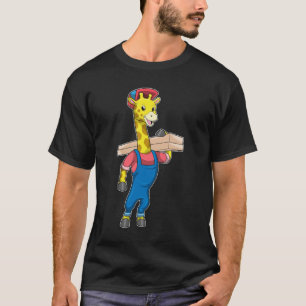 Camiseta Girafa como carpinteiro com madeira