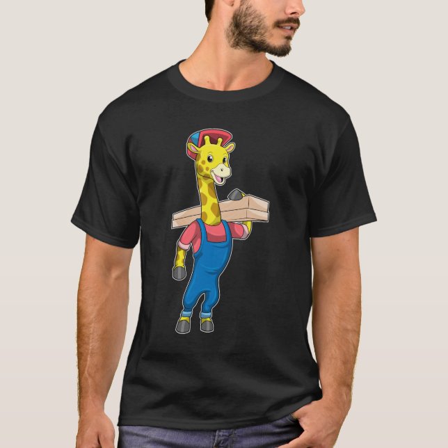 Camiseta Girafa como carpinteiro com madeira (Frente)
