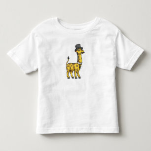 Camiseta Girafa como Cavalheiro com Chapéu, Gravata e Bigod
