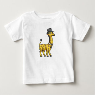 Camiseta Girafa como Cavalheiro com Chapéu, Gravata e Bigod