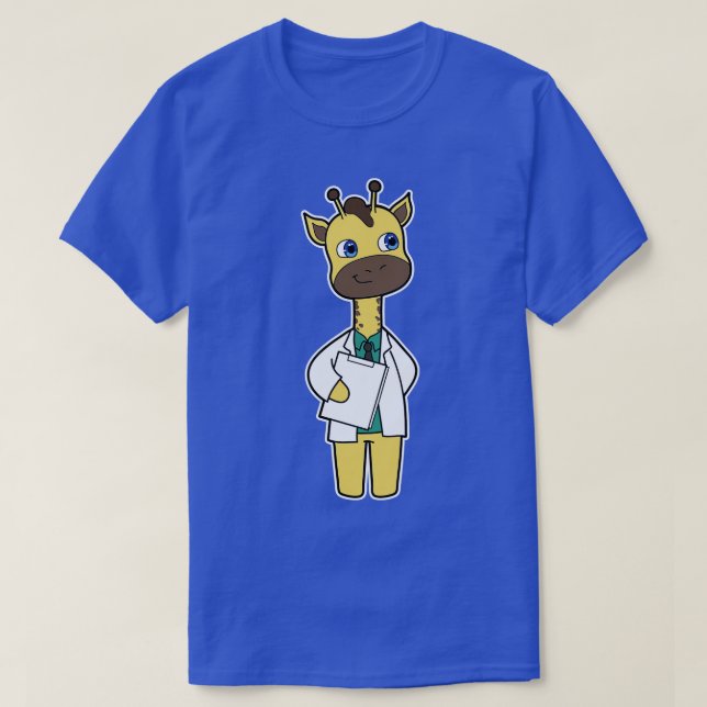 Camiseta Girafa como Doutor com Notepad (Frente do Design)