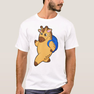 Camiseta Girafa como estudante com mochila