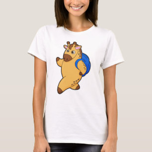 Camiseta Girafa como estudante com mochila