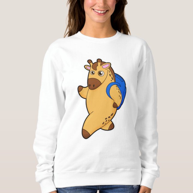 Camiseta Girafa como estudante com mochila (Frente)
