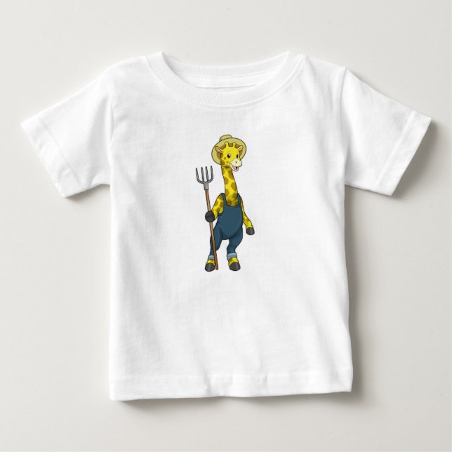 Camiseta Girafa como Fazendeiro com Forcado (Frente)