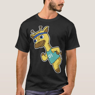 Camiseta Girafa como Jogger em Corrida com Cabeça