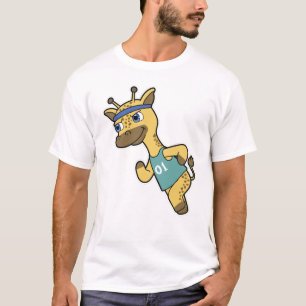 Camiseta Girafa como Jogger no Runger com Headband