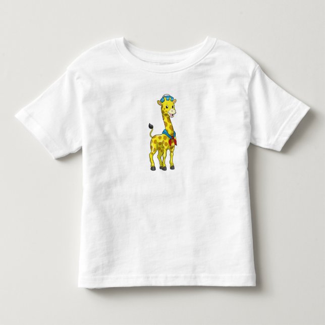 Camiseta Girafa como Marinheiro com Chapéu de Marinheiro (Frente)