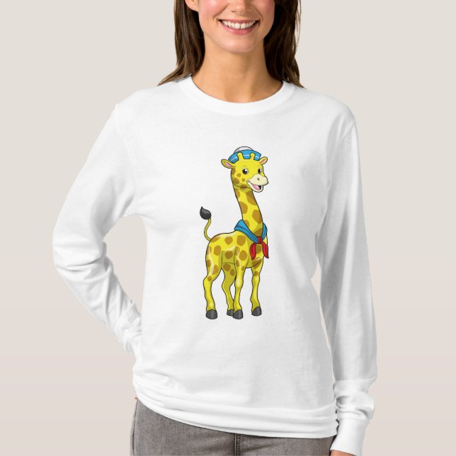 Camiseta Girafa como marinheiro com chapéu marinheiro (Frente)