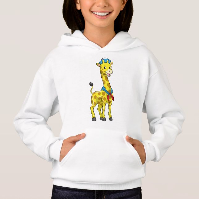 Camiseta Girafa como marinheiro com chapéu marinheiro (Frente)