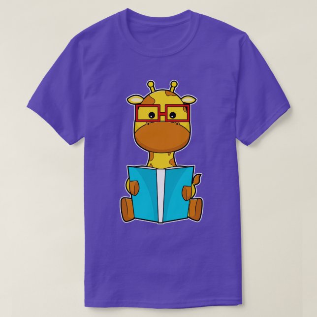 Camiseta Girafa como Nerd com Óculos de Livro (Frente do Design)