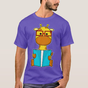 Camiseta Girafa como Nerd com Óculos de Livro