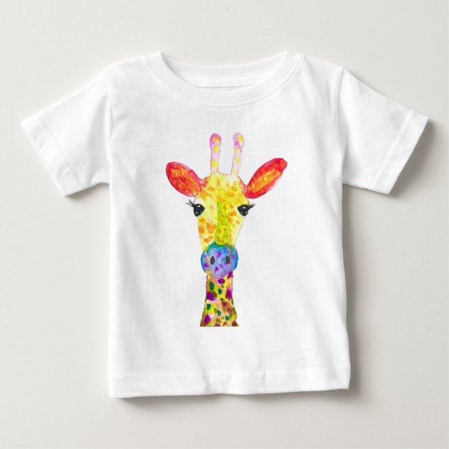 Camiseta Girafa de aquarela animal Safari crianças zoo (Frente)