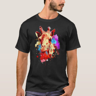 Camiseta Girafa De Aquarela Para Mulheres Masculinas Girafa