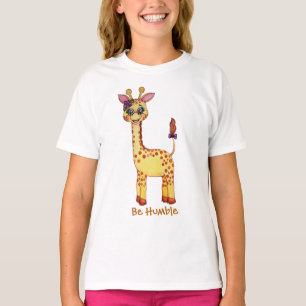 Camiseta Girafa De Bebê Cuja Cor Da Água