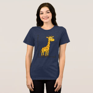 Camiseta Girafa de Cartoon Bonita no Eixo X-Y da Matemática