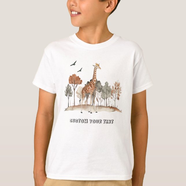 Camiseta Girafa de corte com texto personalizado (Frente)