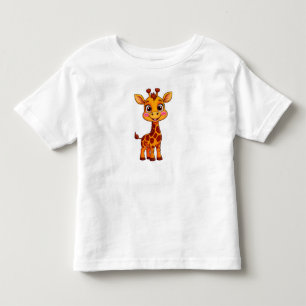 Camiseta Girafa de desenho animado fofa em pé alegremente