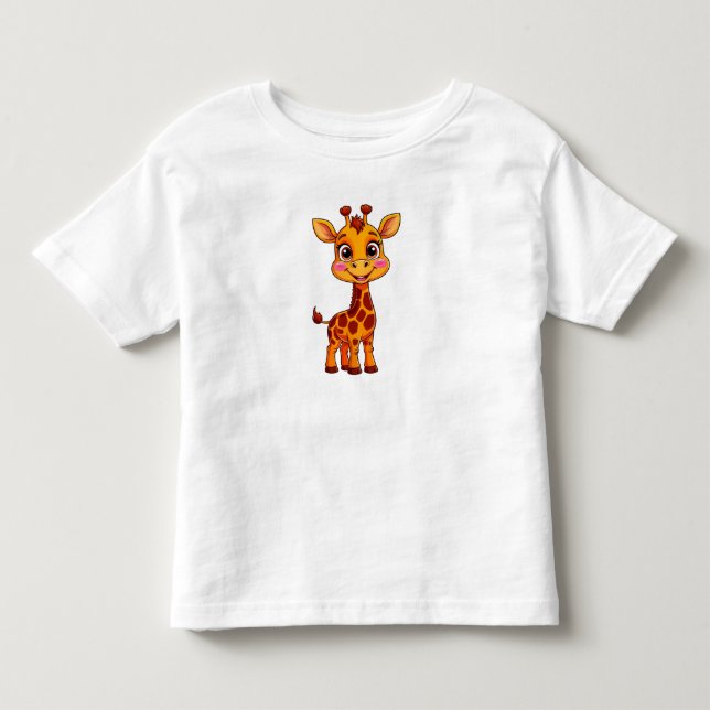 Camiseta Girafa de desenho animado fofa em pé alegremente (Frente)