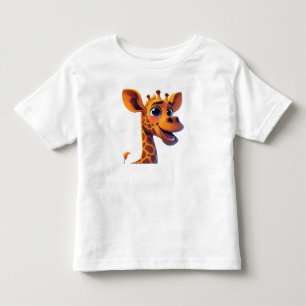 Camiseta Girafa de desenho animado fofo em pé alegremente