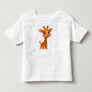 Camiseta Girafa de desenho animado fofo em pé alegremente