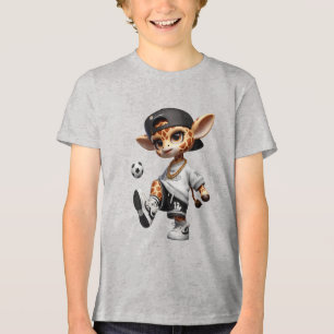 Camiseta Girafa de Futebol Fofa para Crianças