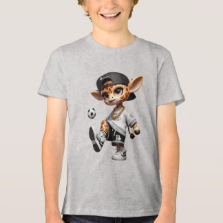 Camiseta Girafa de Futebol Fofa para Crianças