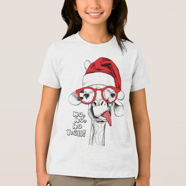 Camiseta Girafa de Natal hipster | Feriados (Frente)