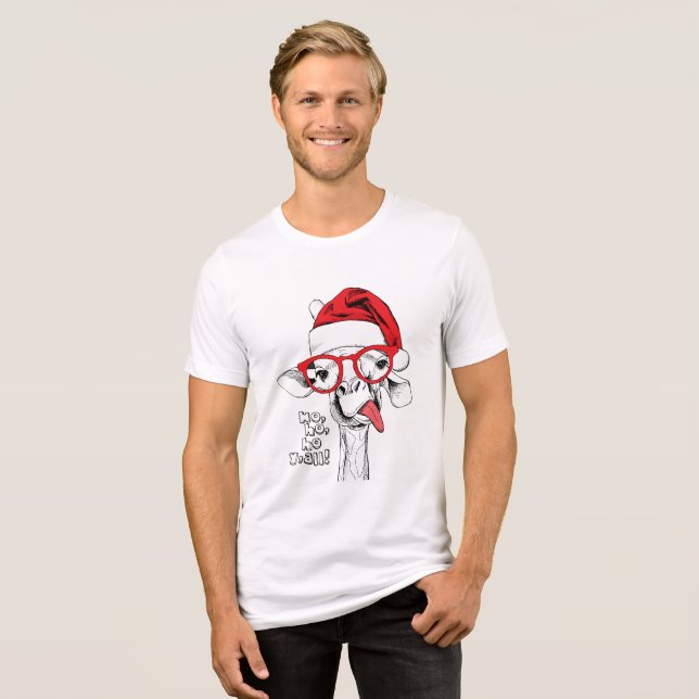 Camiseta Girafa de Natal hipster | Feriados (Frente Completa)