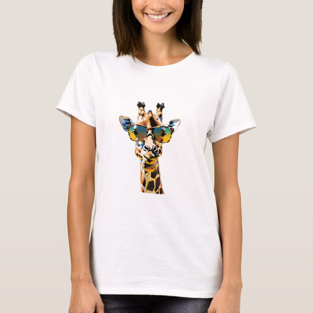 Camiseta girafa de óculos de sol com óculos de sol (Frente)