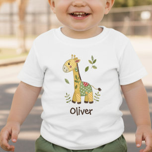 Camiseta Girafa de Patchwork Fofa