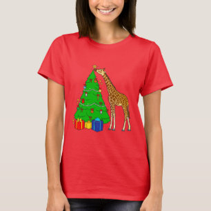 Camiseta Girafa Decorando Árvore de Natal com Estrela