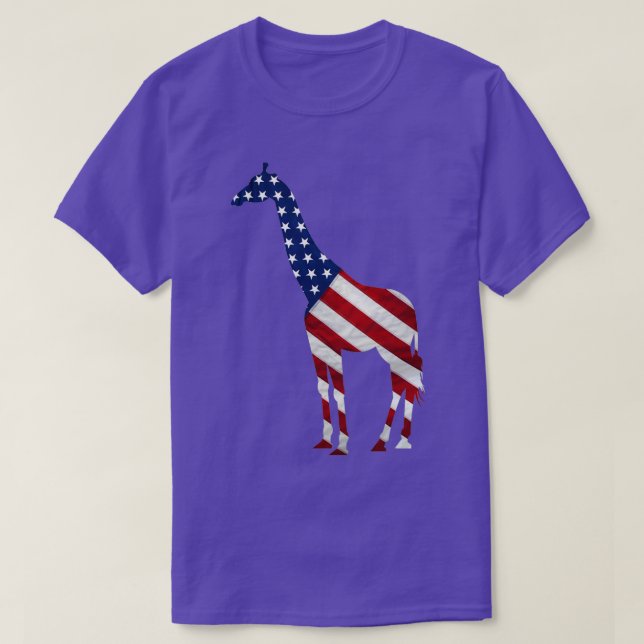 Camiseta Girafa Dia da Independência Meninas 4 De Julho (Frente do Design)