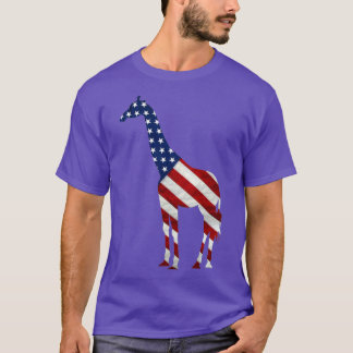 Camiseta Girafa Dia da Independência Meninas 4 De Julho