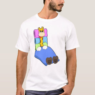 Camiseta Girafa dormindo com cobertor e Travesseiro
