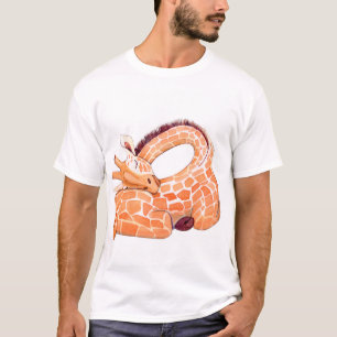 Camiseta Girafa Dormindo: Gentil Aquarela