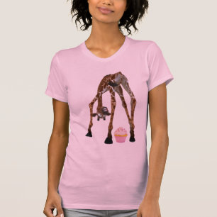 Camiseta Girafa e cupcake lunáticos engraçados