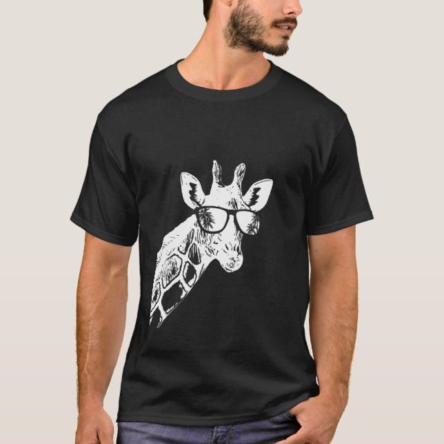Camiseta Girafa e girafa de óculos escuros amam bicho de fé (Frente)