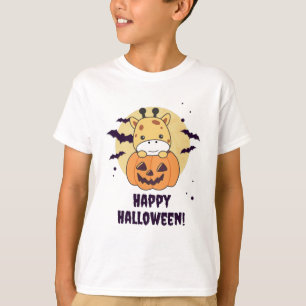 Camiseta Girafa em abóboras, girafas bonitas, Feliz Dia das
