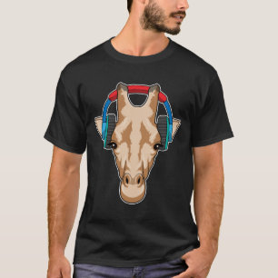 Camiseta Girafa em Música com Fone de Ouvido