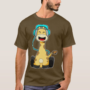 Camiseta Girafa em Música com Fone de Ouvido 1